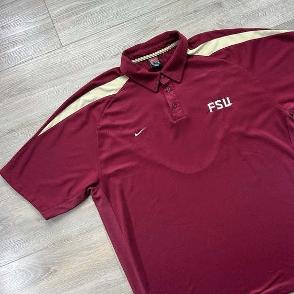 Vintage 00s Nike‎ Team XL FSU Florida State Seminoles Polo Garnet Gold