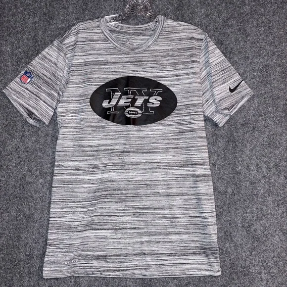 New York Jets Shirt Mens Black Gray Short Sleeve T Dri Fit On Field‎ NFL Small
