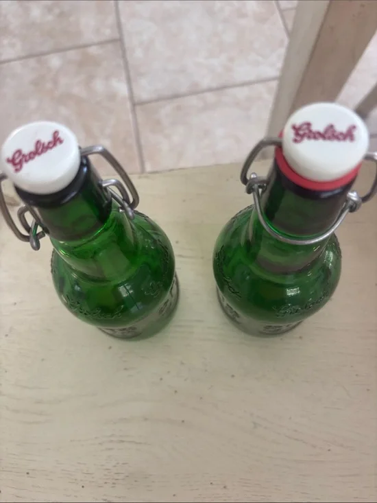 Grolsch Green Glass Swing-Top Bottles (2)