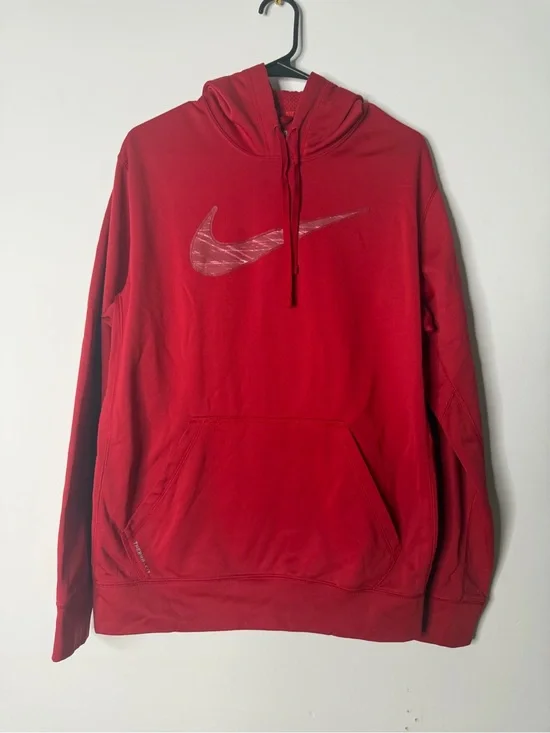 Nike Red Pullover Hoodie with Central Swoosh
