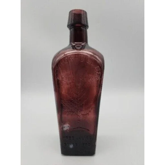 Vtg Straub Hullers Elixir Tree of Life Health Purple Amethyst Glass 8
