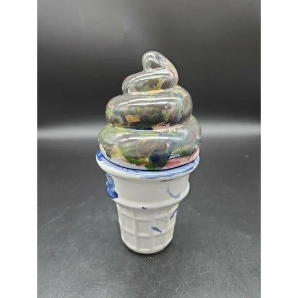 Ceramic Ice Cream Cone Dish Handmade by Emily Soft Serve Ice-cream Decorative