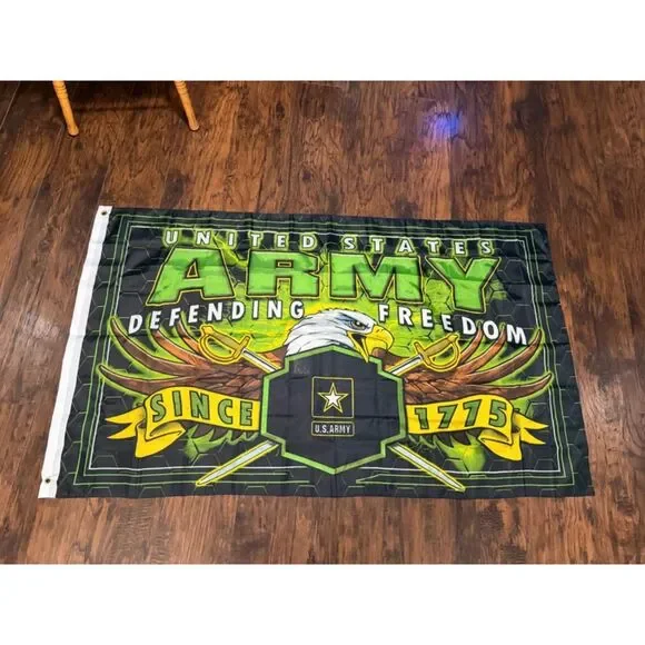 US Army Defending Freedom Since 1775 Eagle Military Flag 3x5 Green Black