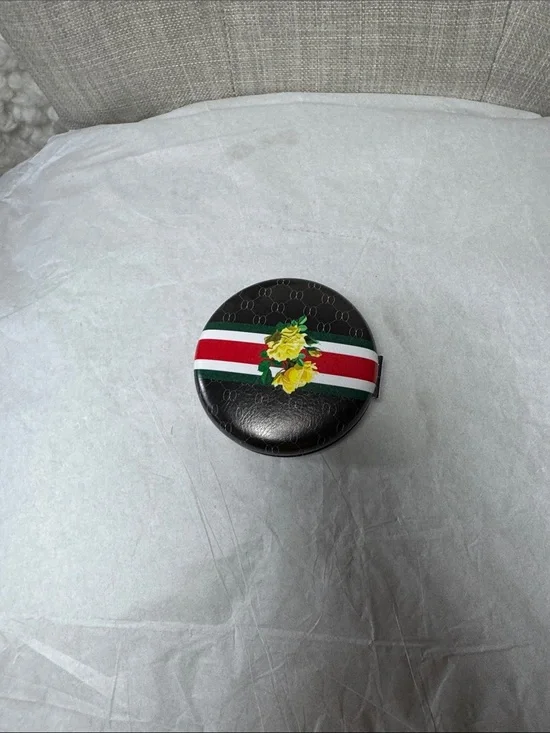 Round compact fashion Floral Stripe mirror