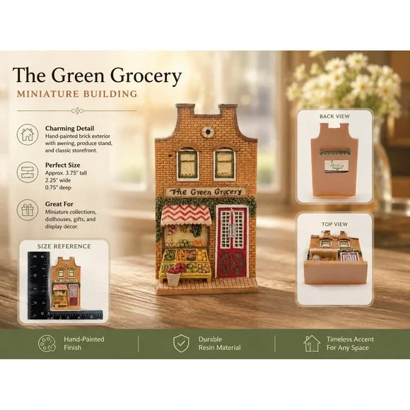 Woodbury Way The Green Grocery Miniature Building Facade Wall Hanging Decor‎