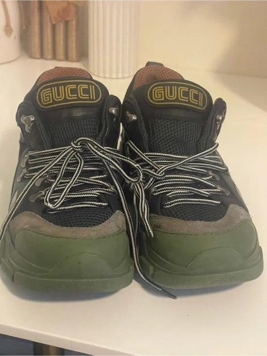 Gucci Black & Green Men's Chunky Lace-Up Sneakers