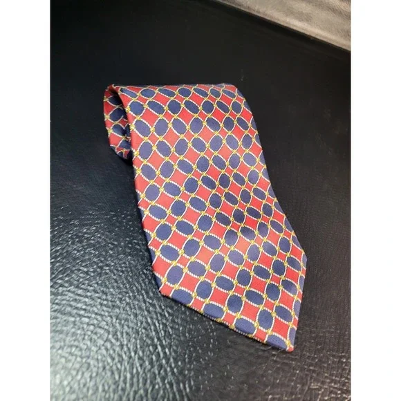 Vintage GUCCI MADE IN ITALY Crimson And BLUE 100% SILK TIE ROPE DESIGN‎ 4 INCH