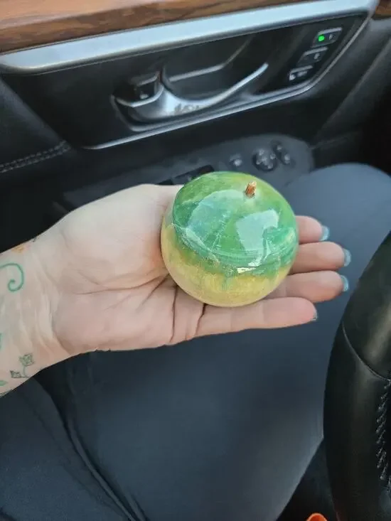 Vintage Alabaster Apple Green Stone Fruit | Italian Carved Decor