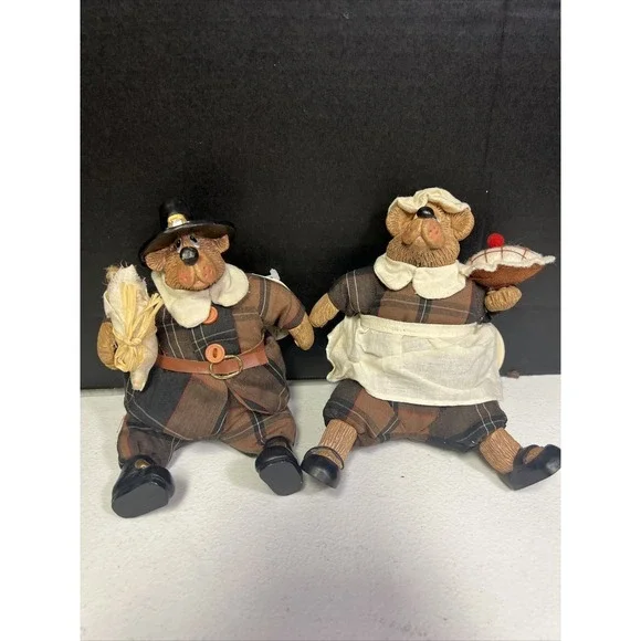 Set Of 2 Vintage Russ Berrie Country Folks‎ Joshua And Josette