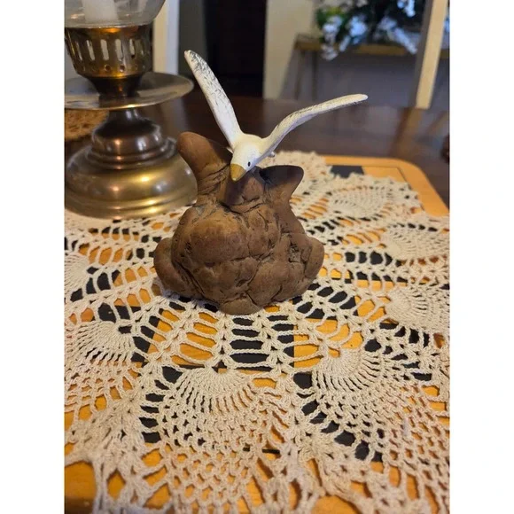 vintage handcrafted seagull on driftwood sculpture