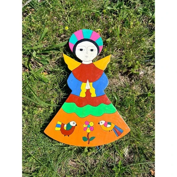 Vintage Boho Angel Hand painted Wall hanging