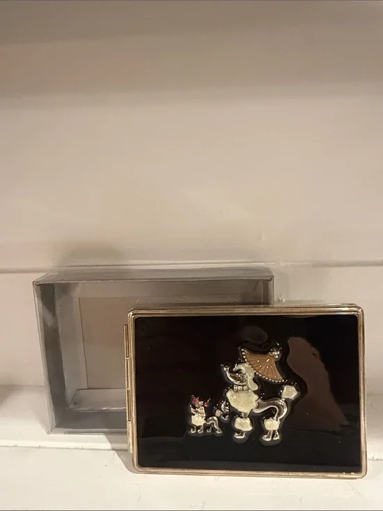 Black Enamel Poodle Trinket Box - Decorative Home Accent