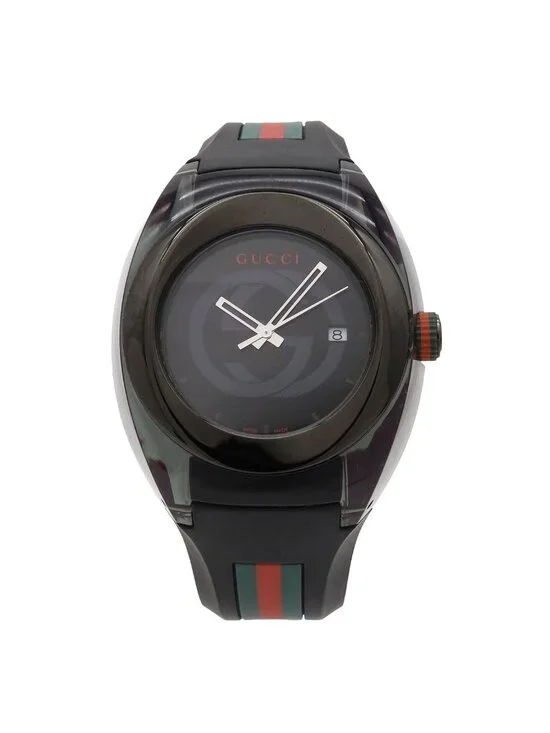 Gucci Sink Interlocking G Sherry Gray Dial SS Rubber Quartz Watch 137.1