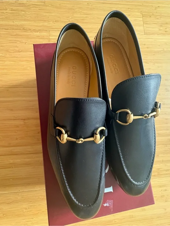 ✨ BNIB Authentic Gucci Men's Jordaan Black Leather Loafers 9+ US 10.5 ✨