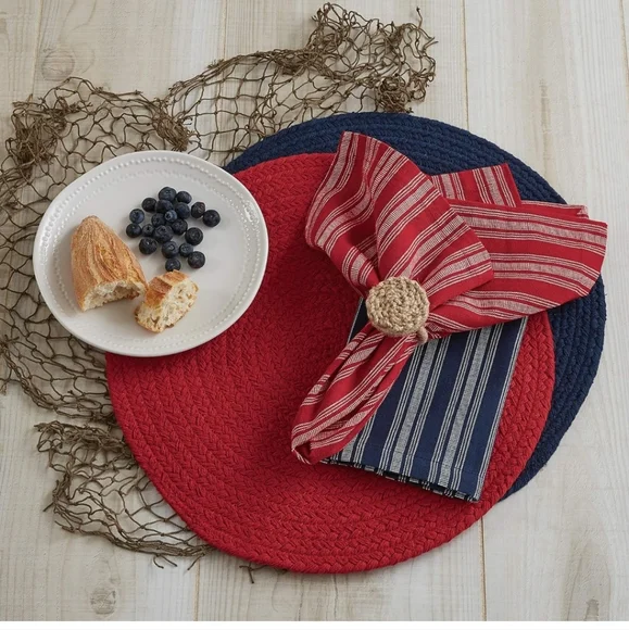 6 piece Set Woven Indoor/Outdoor Placemats or Chairmats, Round, 14.5