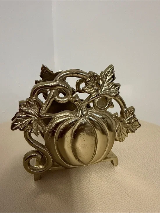 Decorative Pumpkin Napkin Holder in Metallic Gold