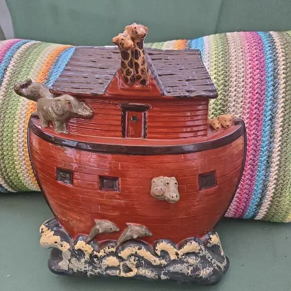 Large ELDRETH POTTERY Redware NOAH'S ARK Sculpture Figurine 9