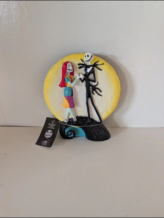 Whimsical Moonlight Couple Figurine in Black and Yellow