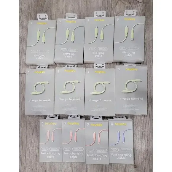12 Pack -  Of Heyday 3 FT Fast Charging Cable USB-C To USB-C LOT #2