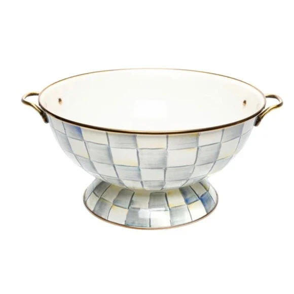 Mackenzie Child Everything Bowl Sterling Check Gray and White 26cup Bowl New