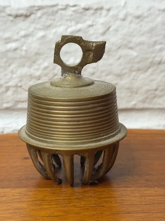 Vintage Elephant Claw Brass Bell Patina Damaged Top