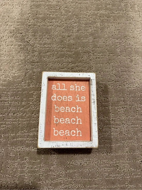 Primitives by Kathy Coral and White Framed Beach Quote Sign