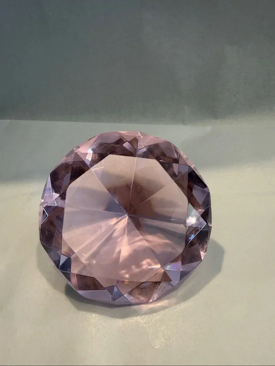Faceted Pink Crystal Accent Paperweight -