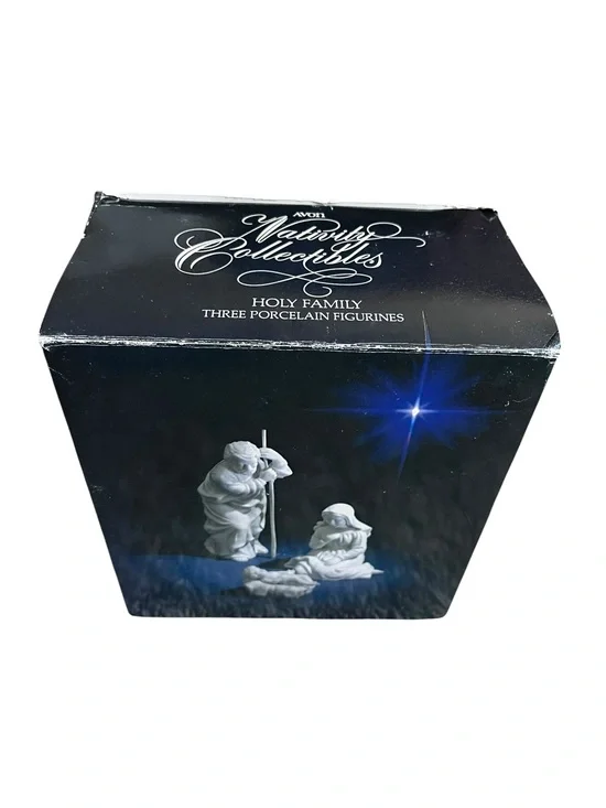 1981 Avon Nativity Holy Family 3 Piece Porcelain Figures w/Box Jesus Christmas
