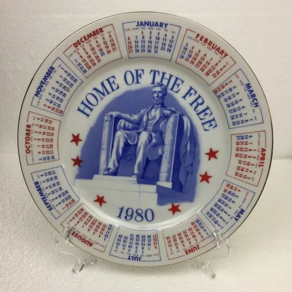 1980 Year Calendar Collection Plate Lincoln