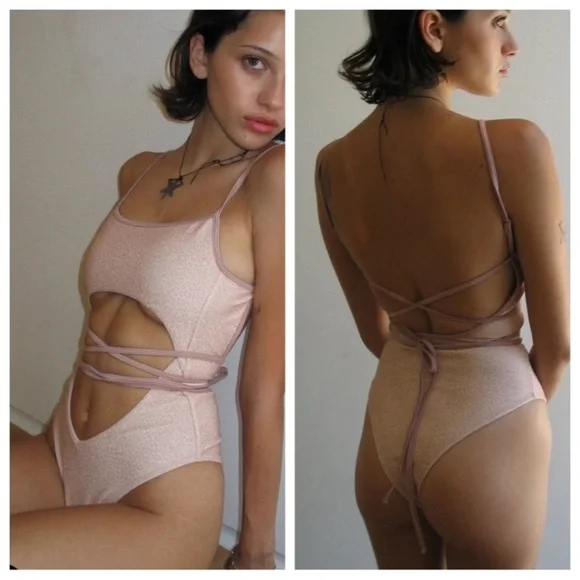 New! Frankie’s bikinis Alice Terry Wrap One Piece leopard Swimsuit 24673