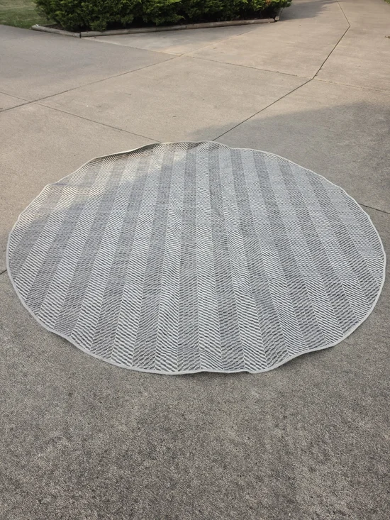 Gray Round Chevron Indoor/Outdoor Rug - Neutral Home Accent