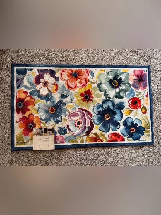 NWT KIRKTON HOUSE Washable Kitchen Mat - Green Floral