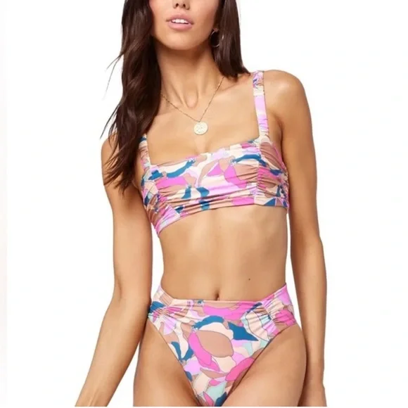 L*Space Bikini Set Joanna‎ Bikini Top Arlo Bottom Size Small Retro Pink Tan