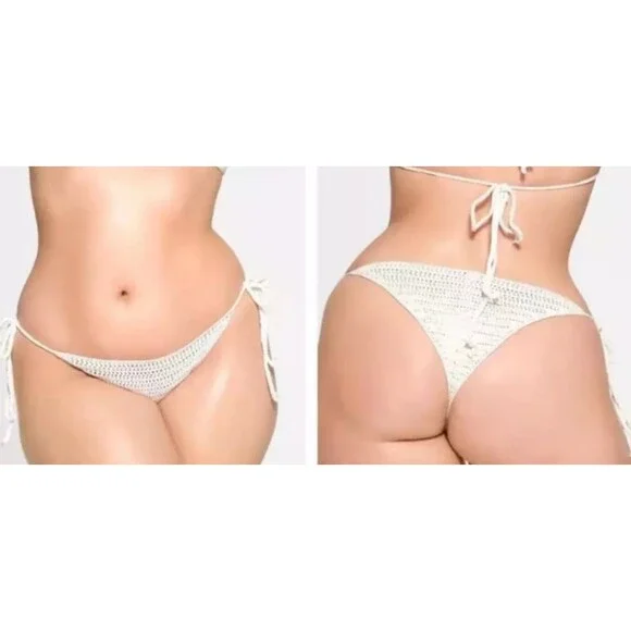 Crochet Swim Tie Bikini Bottom Marble