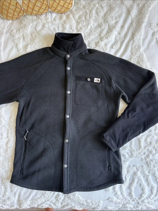 The North Face Black Men's Fleece Jacket with Quilted Sleeve Panel