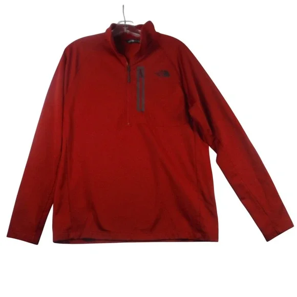 The North Face Mens Red Quarter Zip Pullover Fleece Jacket Size Large Hiking