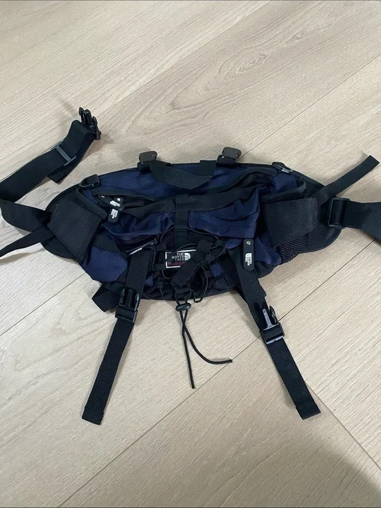 ❤️North Face Heavy Duty Oversized Hiking Fanny Pack Belt Bag Blue Black