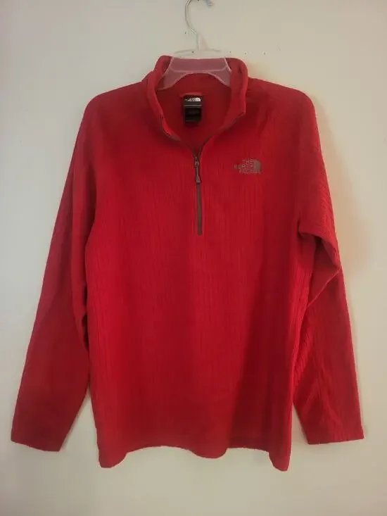 The North Face Sweater Men Medium Red Long Sleeve 1/4 Zip Polyester Pullover