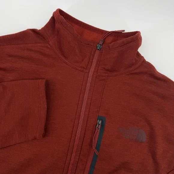 The North Face Mens Medium Rust Red  Fleece Full Zip Jacket‎ Long Sleeve