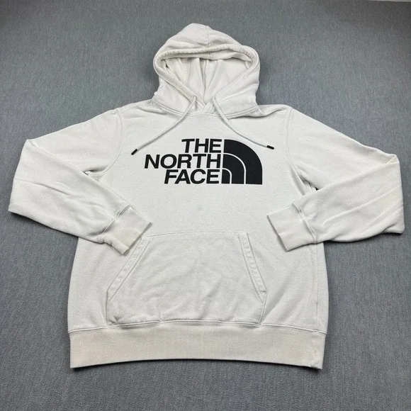 The North Face Sweater Mens Small White Half Dome Pullover Hoodie Graphic Logo‎