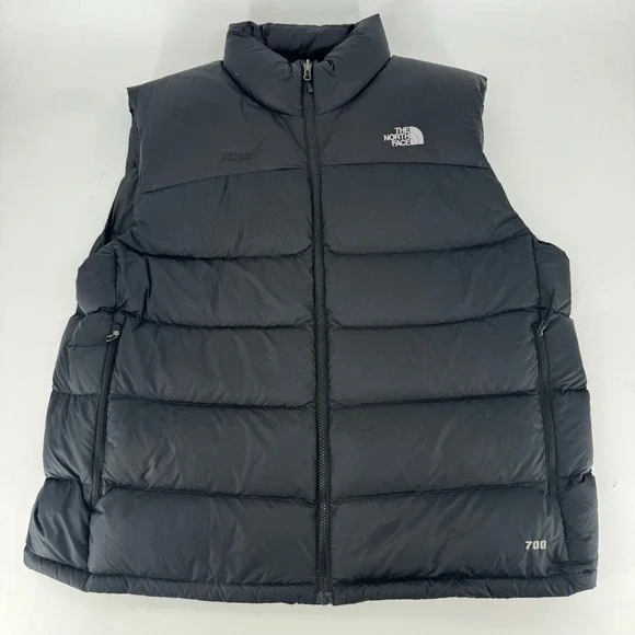 The North Face 700 Down Puffer Vest Mens XXL Black Atlas Nuptse Style Full Zip
