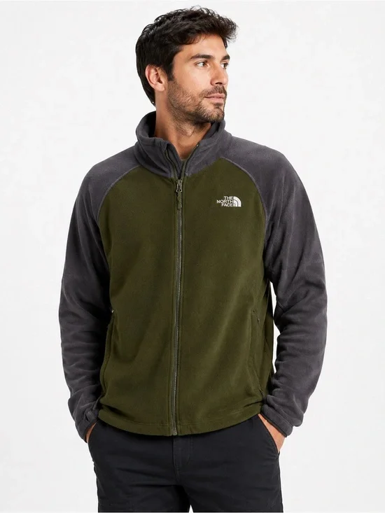 The North Face Men's Olive Green & Charcoal Full‑Zip Fleece Jacket