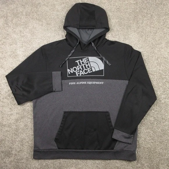 The North Face Sweater Mens 2XL Black Gray Hiking Pullover Hoodie Sweatshirt