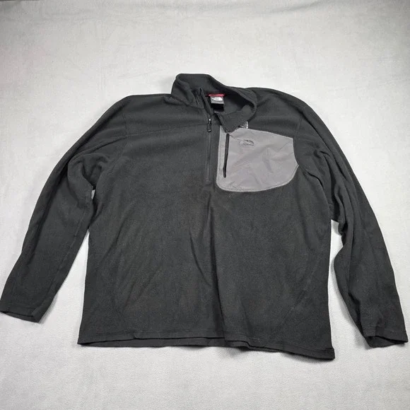 North Face Jacket‎ Mens Double Extra Large Black 1/4 Zip Fleece Solid