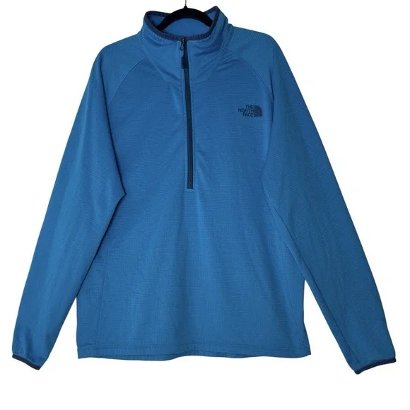 The North Face Borod Pullover Men's XL Blue 1/4 Zip Fleece‎ Stretch Long Sleeve