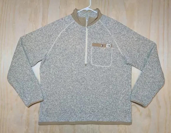 The North Face Men's XL Gordon Lyons 1/4-Zip Fleece Pullover Gray Tan Heather