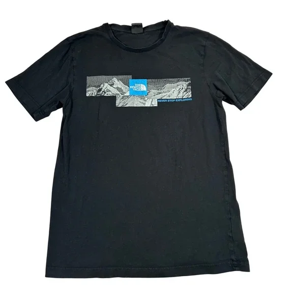 The North Face Mens‎ Black Mountain Graphic T Shirt Outdoors Size S *Flaws