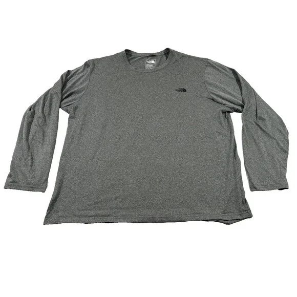 The North Face Shirt Mens Gray Long Sleeve Performance Outdoor T-shirt Tee Sz XL
