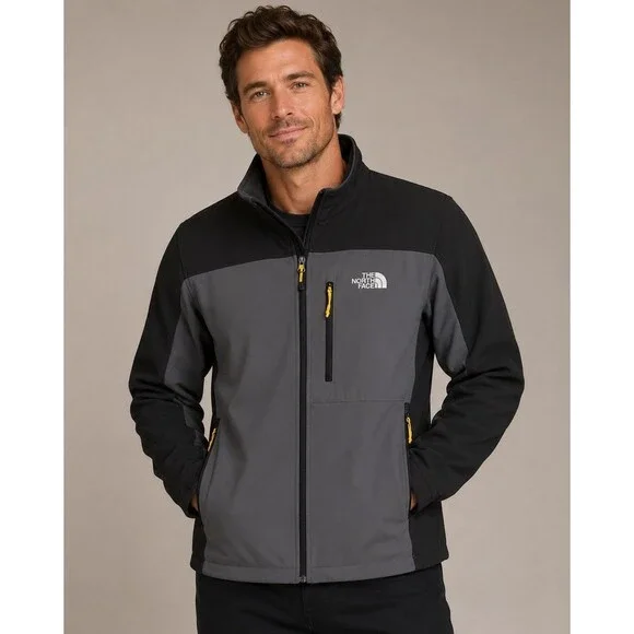 North Face Men’s Apex Bionic Softshell Gray Jacket M Windproof Water Repellent