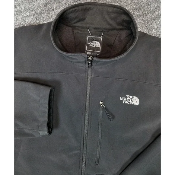 North Face Soft Shell Jacket Mens 3XL Black Windbreaker Fleece Lined